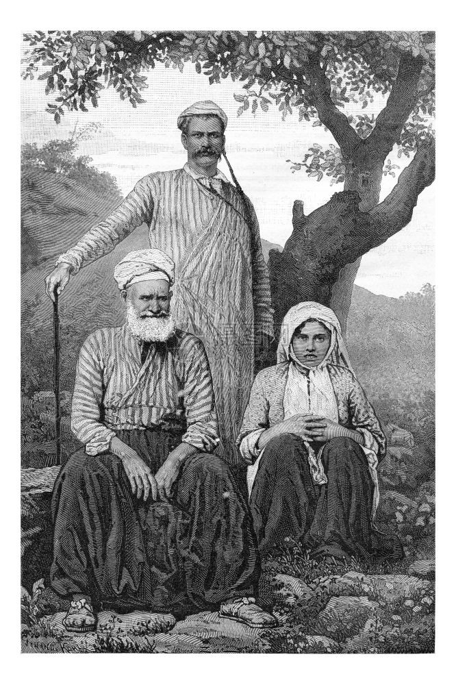 MaroniteDragoman和Metouali或黎巴嫩贝卡谷地的ShiaMan和WomenoftheBeqaaValley刻图片