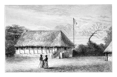 村庄矢量南部非洲安哥拉的贝尔蒙特之家根据英文版古典插图编写世界旅游行杂志18年背景