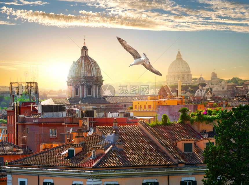 罗马圆穹顶历史建筑关闭意大利图片