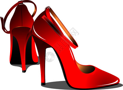 红时装女双鞋矢量插图图片