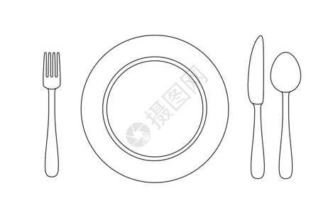 板块刀叉和勺子的轮廓图片