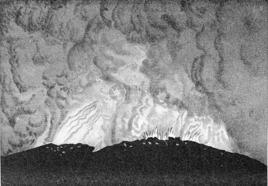 186年3月2日圣托里尼火山坑喷发以远视观察图片