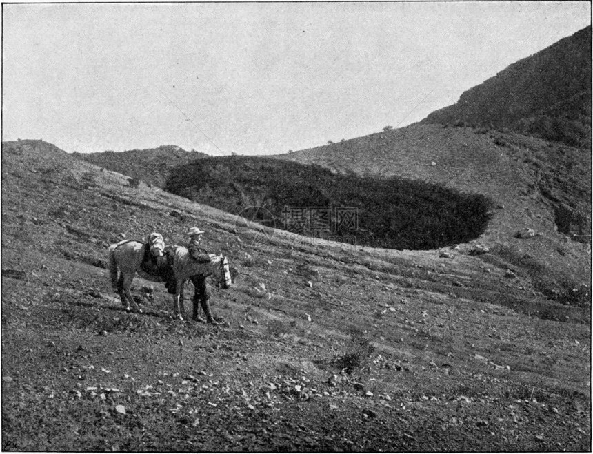 哥斯达黎加Irazu火山主要坑的崩由190年宇宙与人类撰写的陈年图解190年图片