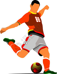 足球选手海报矢量插图插画