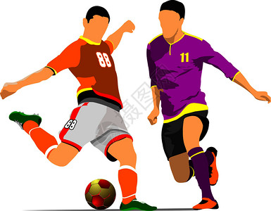 两个足球素材两个足球运动员矢量插图插画