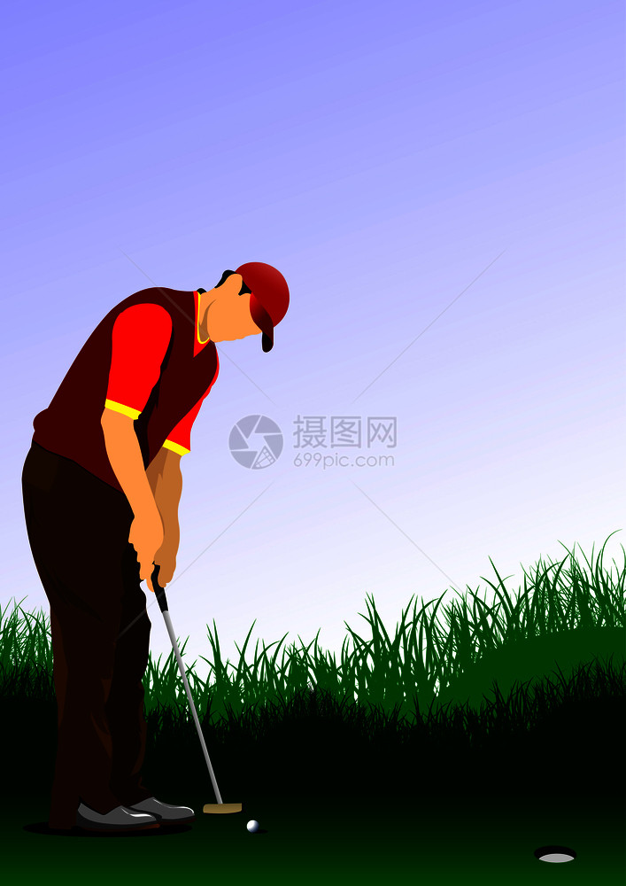 Golf玩家海报矢量插图图片