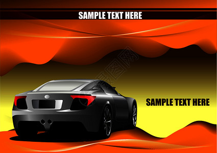 高科技背景有汽车图像的沙漠矢量彩色插图背景图片