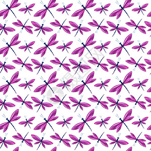 粉色蜻蜓无缝图案矢量设计背景图片
