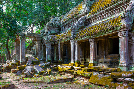 柬埔寨吴哥尔河TaProhm寺庙古老废墟图片