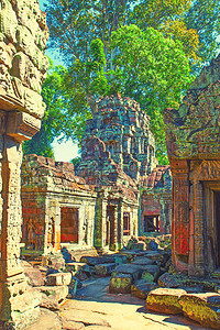 柬埔寨吴哥寺庙古老废墟图片