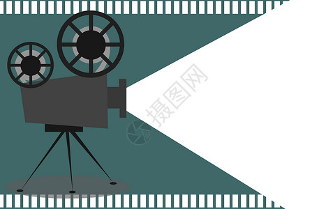 电影海报模板Retro影视放映机带有文字位置3D投影背景