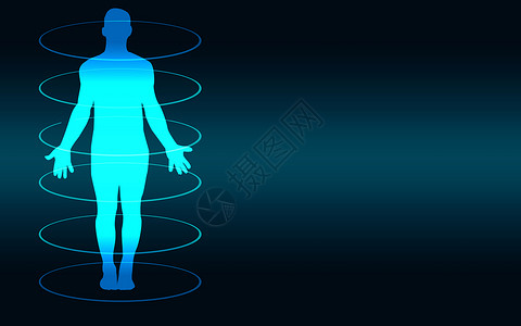 蓝色背景的人体身医疗扫描3D图片
