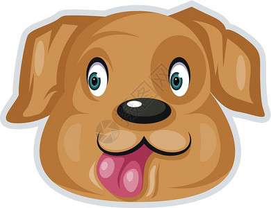棕色狗用大眼睛矢量彩色画或插图来展示舌头背景图片