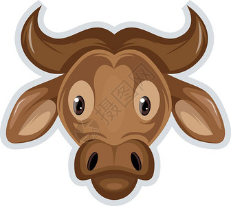 棕色的水牛头有角矢量彩色图画或插背景图片