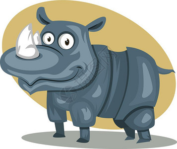 可爱卡通犀牛矢量插图图片