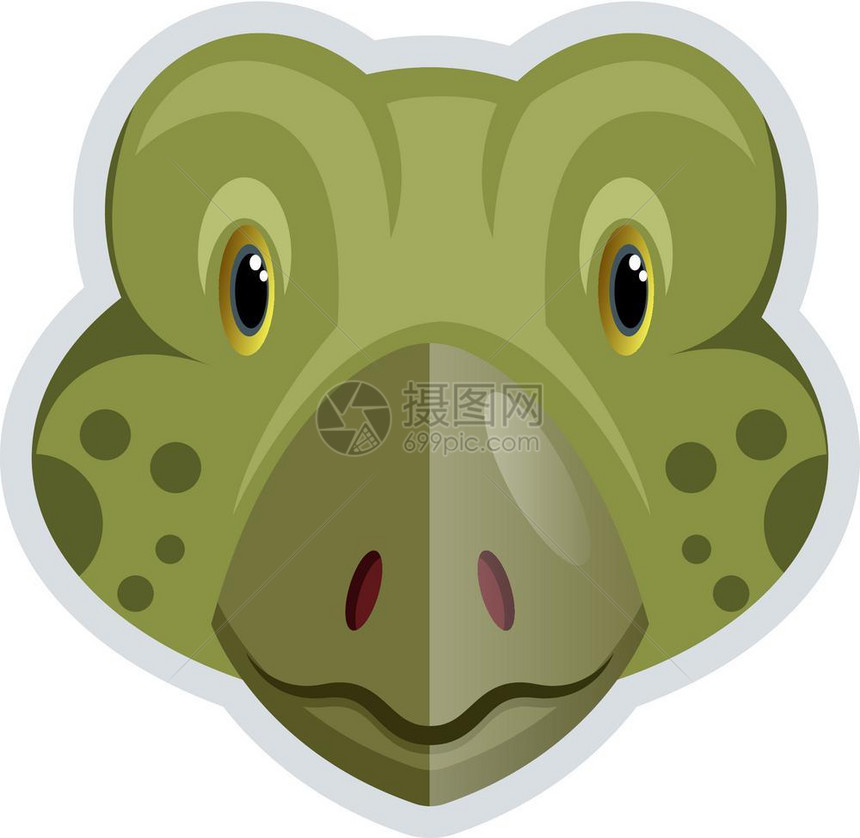 青蛙脸色绿周围有点矢量彩色画或插图图片