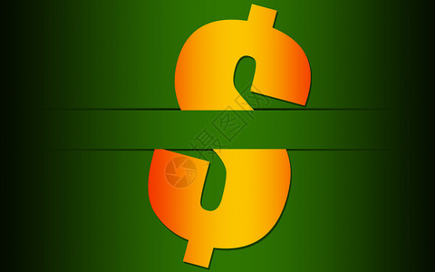绿色背景的美元符号3DD翻转图片