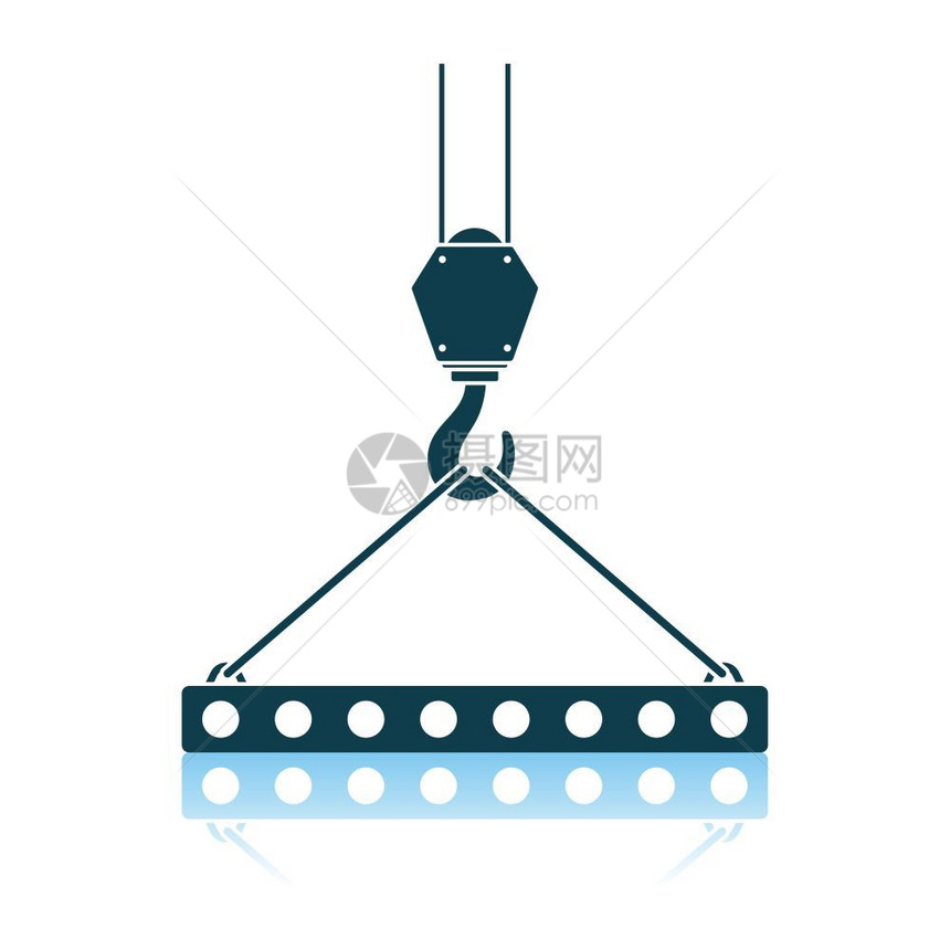SlabHangedon起重机Hook由绳索吊挂起的图示阴影反射设计矢量说明图片