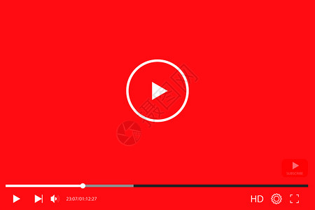 平板界面中的视频播放器红色矢量设计模板背景图片