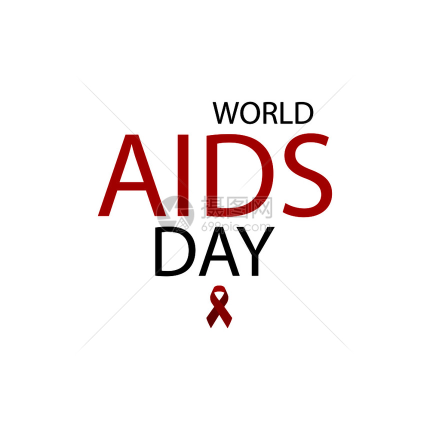 12月日至世界艾滋病概念认识红色丝带世界艾滋病日海报图片