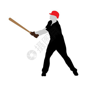 男人打棒球高度精细的棒球运动员光影完全可编辑EPS10矢量插图插画