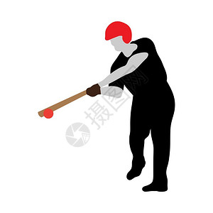 击球手高度精细的棒球运动员光影完全可编辑EPS10矢量插图插画