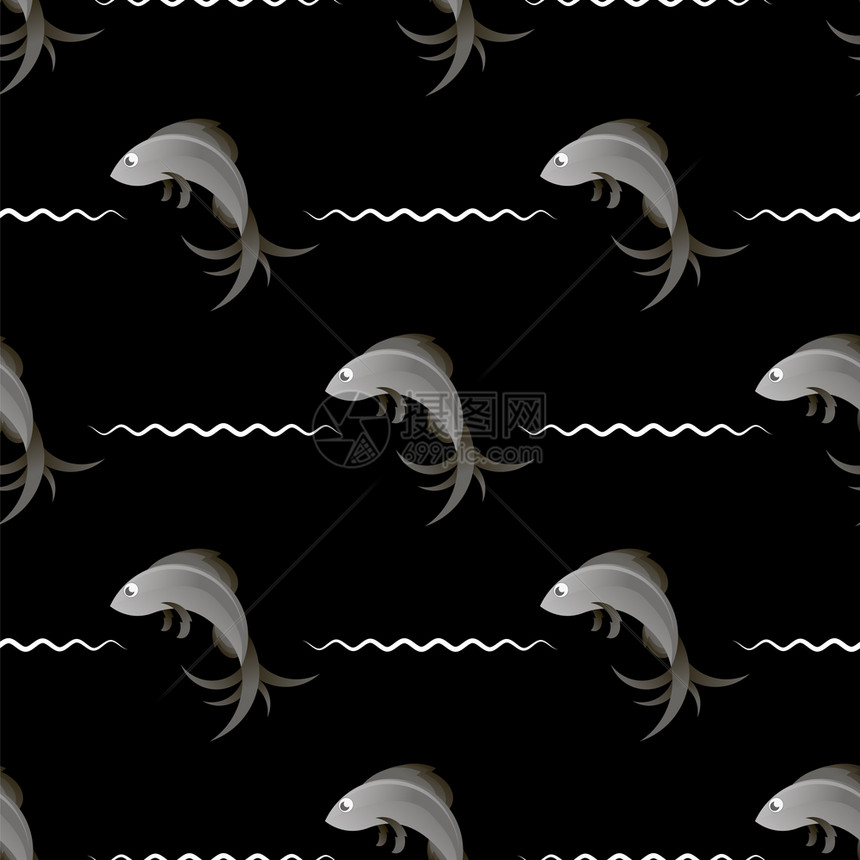 黑海背景上孤立的无海鱼图片