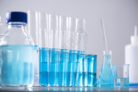灵丹妙药玻璃溢出试验管的新液溶蓝色钾进行分析反应使用化学药理癌症的制造进行各种版本的试剂背景