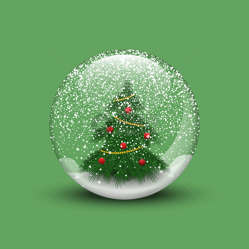 真实的圣诞雪球有树图片