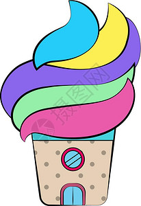 彩色冰淇淋房子商店矢量元素背景图片