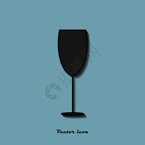 蓝色背景的图标葡萄酒杯图片