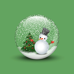 绿色背景的雪人球图片