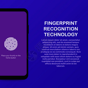 智能手机上数字指纹识别的和着陆页设计图片
