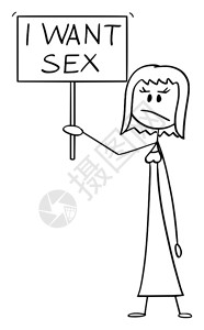 矢量卡通插图绘制失败妇女与我想要的文字持有签名的概念说明图片