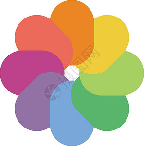彩虹色调板以花瓣朵为形状矢量颜色绘制或插图图片