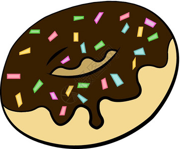 在矢量彩色图画或插上涂满了多彩喷洒的巧克力玻璃甜圈这是美味的甜圈图片