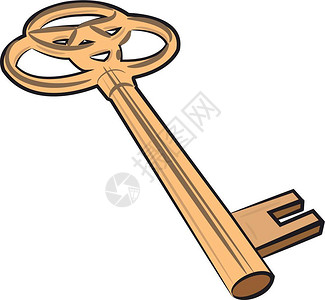 成功的钥匙金色旧按键矢量颜绘图或插插画