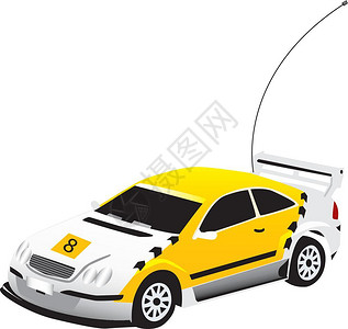 一辆黄色玩具汽车矢量图图片