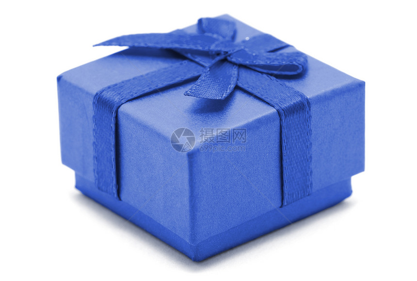 白色背景的蓝礼品盒图片
