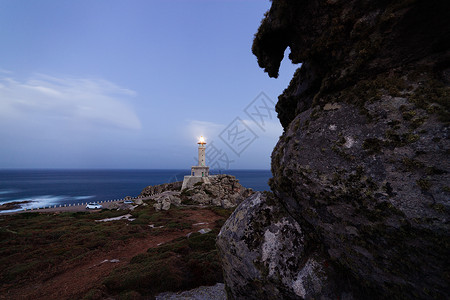PuntaNariga灯塔西班牙比斯凯湾黄昏图片