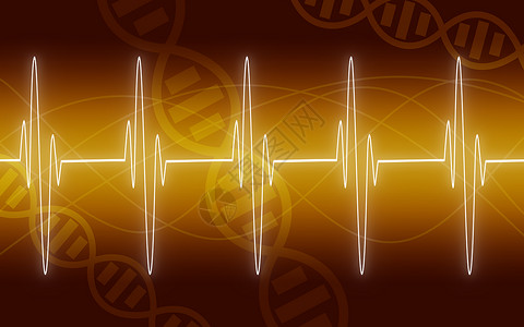 音频波形EKG黄色背景的跟踪3D转化背景