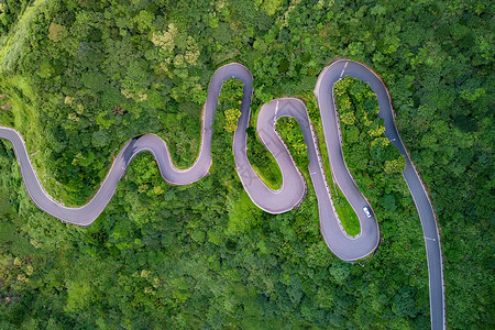 台北市农村天然林公路的空中景象图片