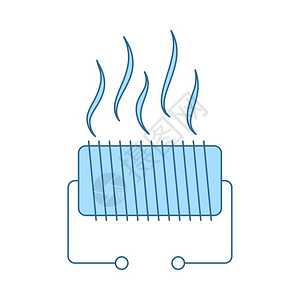 热阿线电气加热图示蓝色填充设计薄线矢量说明插画