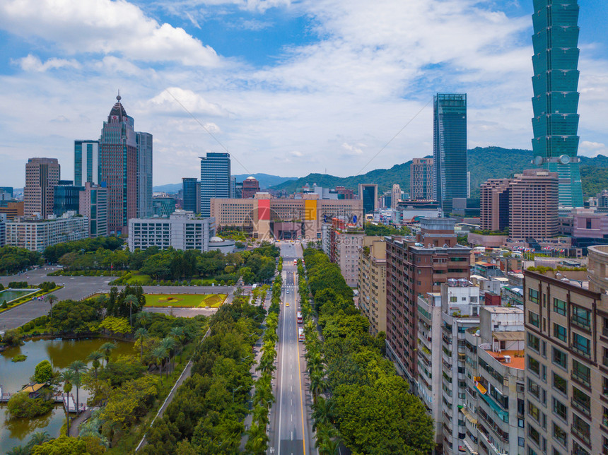 台北市商业中心空中景象图片