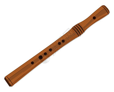 长笛长的乐器叫做笛子矢量彩色绘画或插图插画