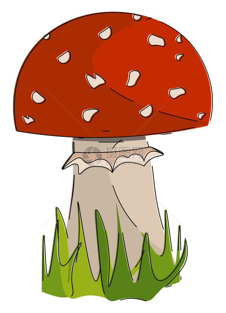 卡通红色蘑菇矢量插图图片
