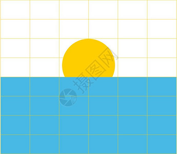 横跨海洋矢量的颜色绘制或插图的太阳升起背景图片