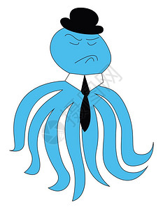 手绘蓝色章鱼背景图片