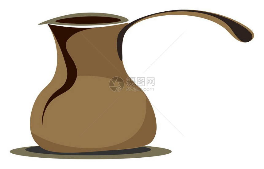 棕色咖啡壶有把手矢量彩色画或插图图片