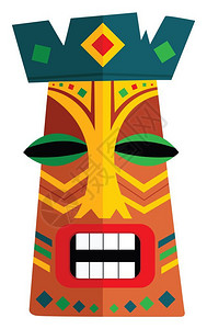 彩色的非洲面具设计部矢量颜色图画或插图片